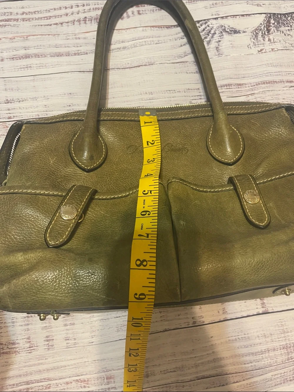 Dooney & Bourke Florentine Leather Olive Green East West Satchel Bag